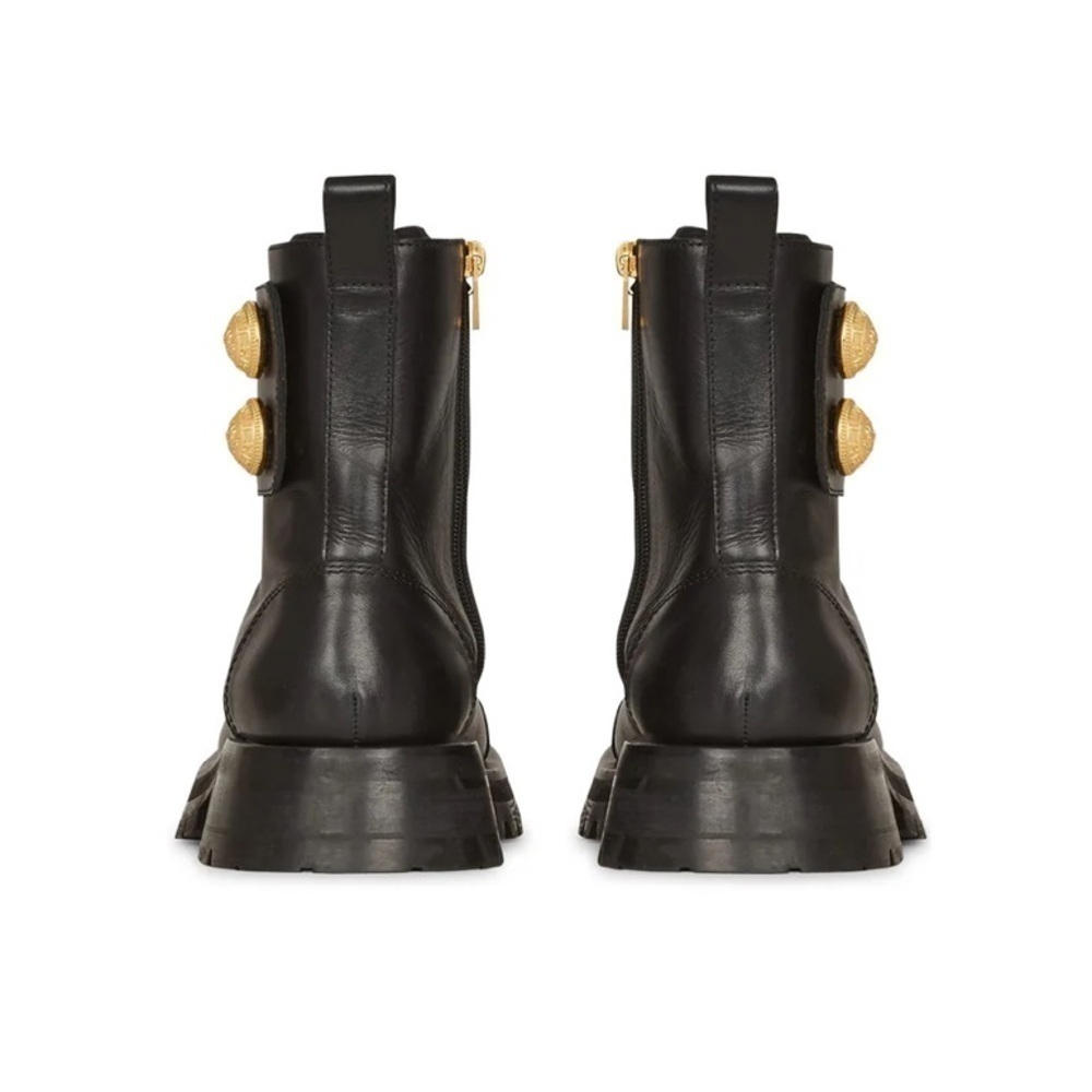 NWT Balmain Paris Ranger Army ankle boots black leather golden hardware - 36 - Picture 6 of 9